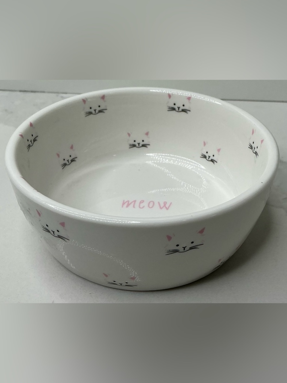 Teacup's Diner Cat Dish Ceramic Kitty "Meow" Food Water Bowl New
